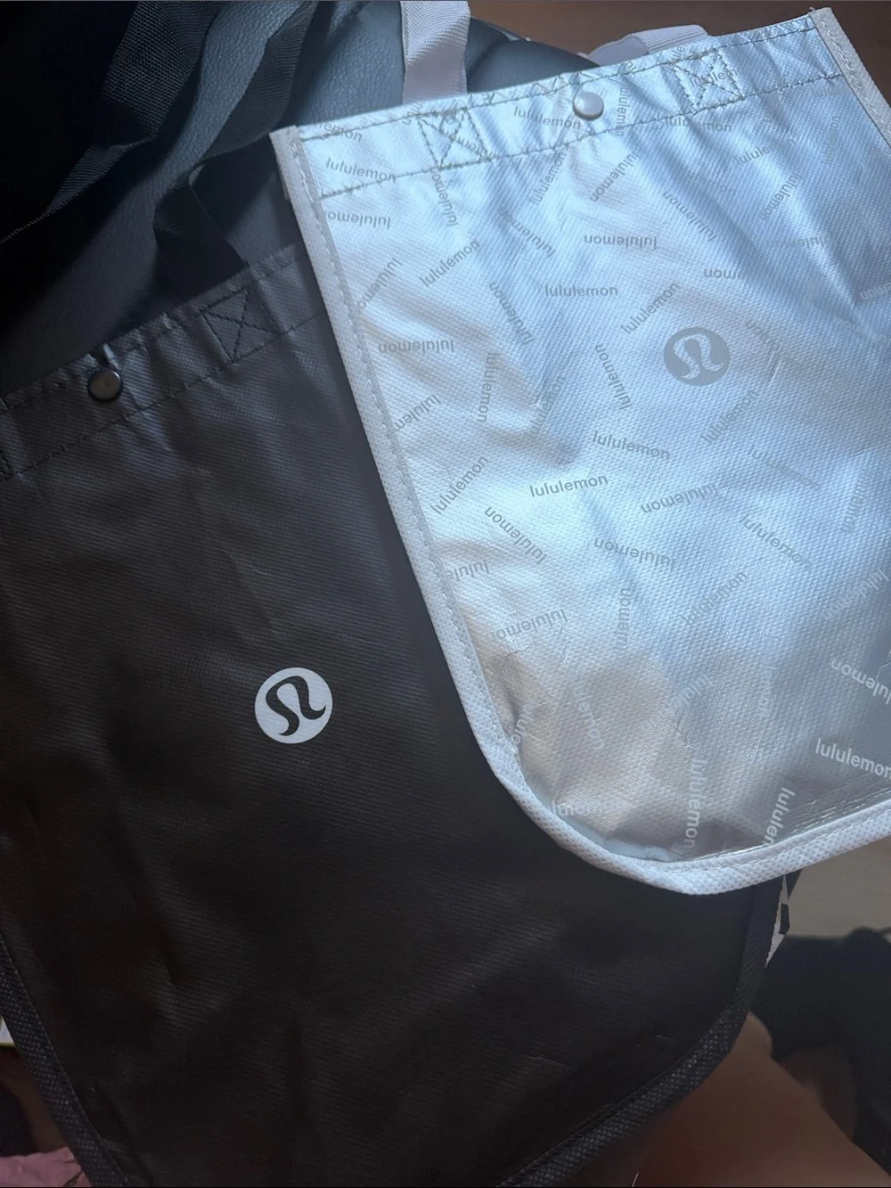 lululemon athletica Black and Silver Reusable Tote/Messenger small Bags